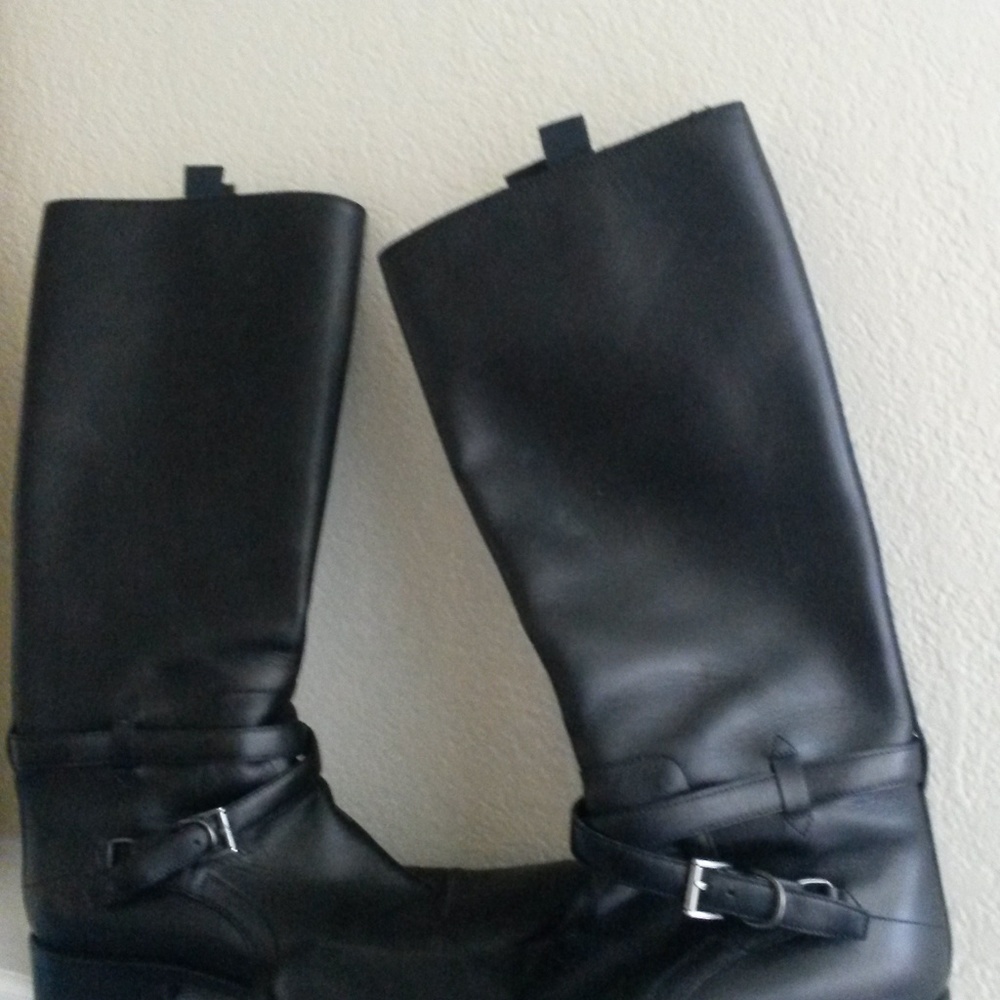 Black leather Prada riding boots. Europe size 37.5